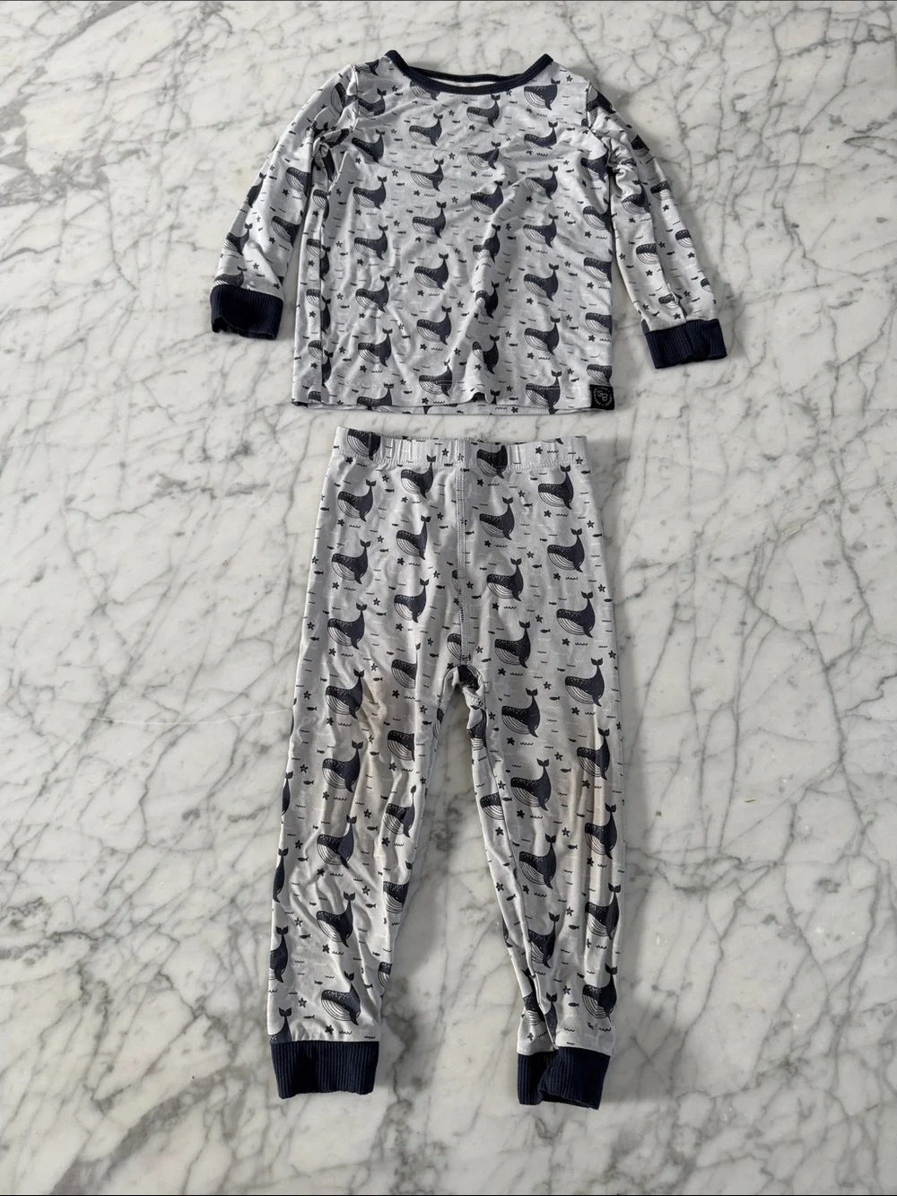Sweet Bamboo baby pajama Set Sz 18/24 Mo Whale Print